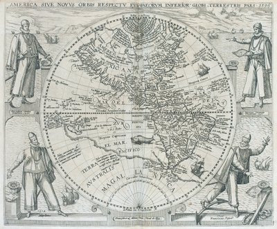 Amerika térképe, 1590-1601 alkotó: Theodor de Bry