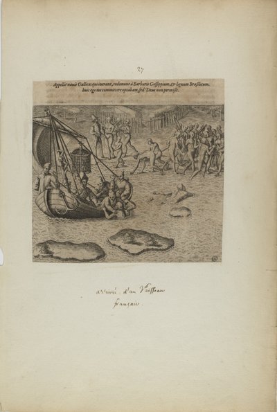 Appellit navis gallicai: qui inerant, redimunt a barbaris gossip pium... (a könyvből, Americae, harmadik rész) alkotó: Theodor de Bry