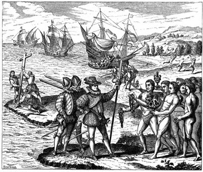 Kolumbusz Kristóf (1451-1506) genovai felfedező, Amerika felfedezése – 1492. május 12. Theodore de Bry 1590-es metszetéből. alkotó: Theodor de Bry