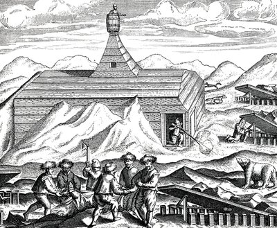 Medve feldarabolása az Északi-sarkon, 1600 körül (metszet) alkotó: Theodor de Bry