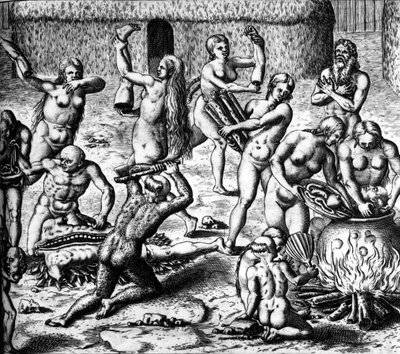 A kannibalizmus jelenete alkotó: Theodor de Bry