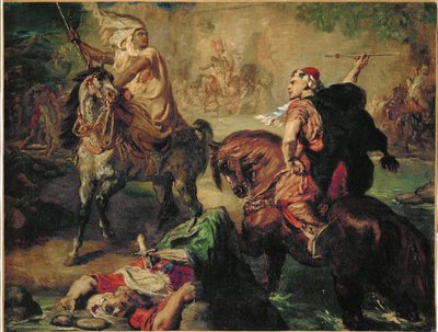 Egymással szembeszálló arab törzsek egy város bástyái alatt (olaj, vászon) alkotó: Theodore Chasseriau