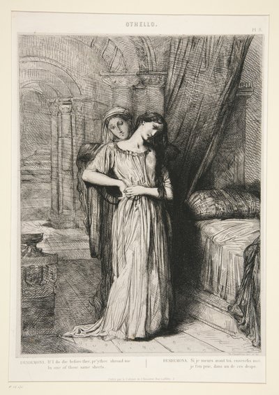 „Desdemona”, 8. tábla az Othellóból (IV. felvonás, III. jelenet) alkotó: Théodore Chassériau