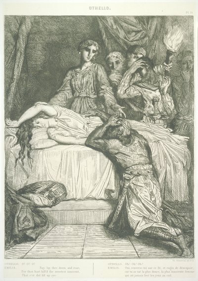14. tábla (V. felvonás, II. jelenet), az Othellóból: Tizenöt rézkarc alkotó: Théodore Chassériau