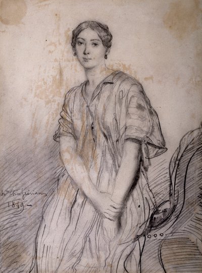 Alice Ozy (Julie, Justine Pilloy) színésznő (1820-1893) portréja alkotó: Théodore Chassériau