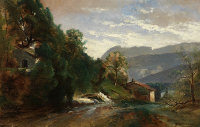 Hegyvidéki táj Voreppénél, Dauphiné (olaj, vászon) alkotó: Théodore Fourmois