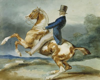 Egy lovas és nevelő lova; Un Cavalier Cabrant Son Cheval, alkotó: Theodore Gericault