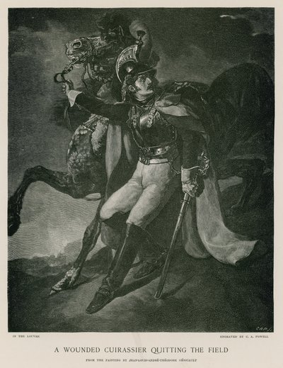 Egy sebesült kurirasszista elhagyja a mezőt. alkotó: Theodore Gericault