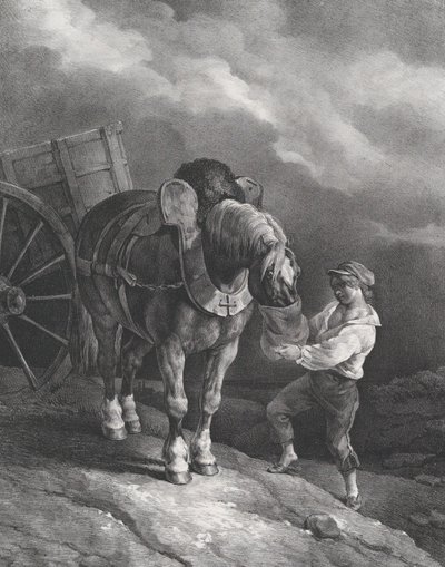 Fiú, aki egy szekérlovat etet az orrtáskából, 1822. alkotó: Theodore Gericault
