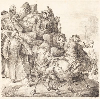 A szekér tele van sebesült katonákkal (Chariot charge de soldats áldja meg) alkotó: Theodore Gericault