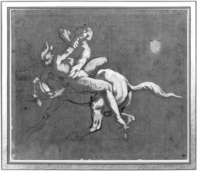 Kentaur elrabol egy nimfát (toll, tinta és gouache olajozott papíron) alkotó: Theodore Gericault