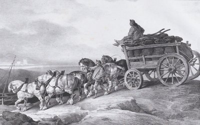 Szénkocsi [sic.] Lovak rajzolta, 1822. alkotó: Theodore Gericault