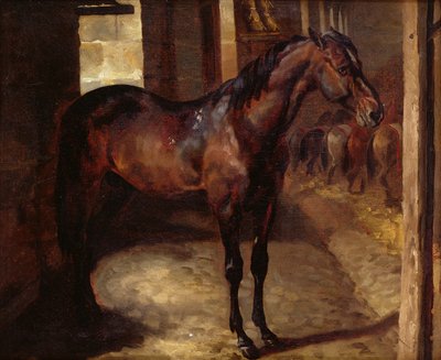 Dark Bay Horse az istállóban alkotó: Theodore Gericault