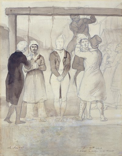 Kivégzés Londonban (a büntetés) (wc és ceruza papíron) alkotó: Theodore Gericault