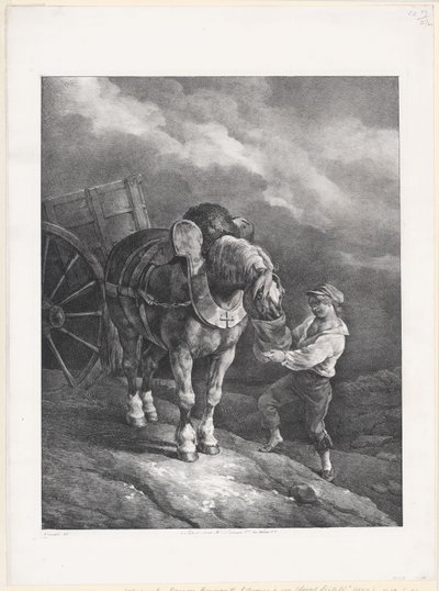 Fiú, aki zabot ad egy befogott lónak (A Boy Giving Oats to a Hitched Horse) alkotó: Theodore Gericault