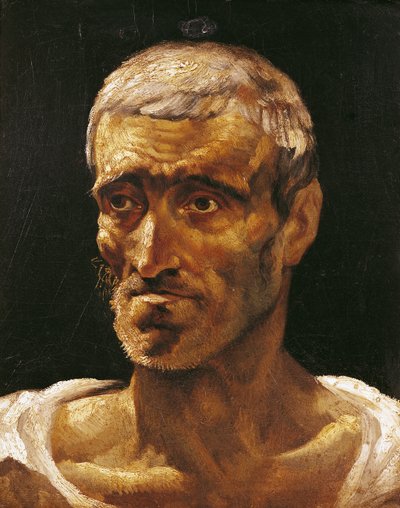 Egy hajótörött ember feje, tanulmány a Medúza tutaj számára, 1817-19 alkotó: Theodore Gericault