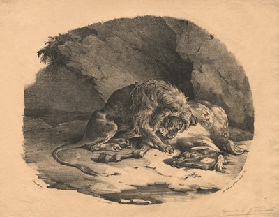 Oroszlán által felfalt ló alkotó: Theodore Gericault