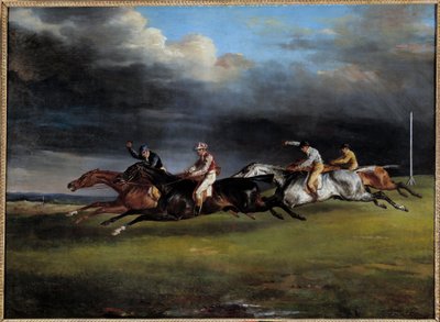 Lóverseny szerint a derbi az Epsom Paintingben, Theodore Gericault (1791-1824) 1821 V. 0,92x1,25 m alkotó: Theodore Gericault