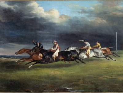 A Lóverseny szerint a derbi az Epsom Paintingben, Theodore Gericault alkotó: Theodore Gericault
