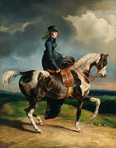 Lovasnő, 1820 vagy később. alkotó: Theodore Gericault