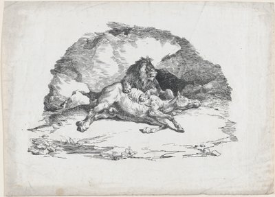 Oroszlán, amelyik lovat fal fel alkotó: Theodore Gericault