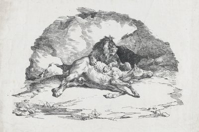 Oroszlán felfal egy lovat, 1818. alkotó: Theodore Gericault