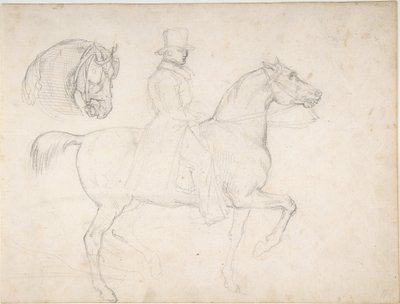 Lovas férfi és lófej-tanulmány alkotó: Theodore Gericault