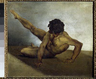 Meztelen férfi forog a földön - olaj, vászon alkotó: Theodore Gericault