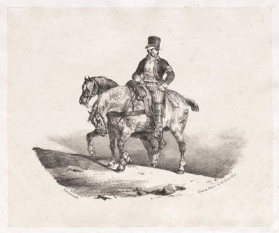Postás vagy két felszerelt ló alkotó: Theodore Gericault