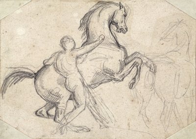 Egy meztelen férfi által tartott méntenyésztés alkotó: Theodore Gericault