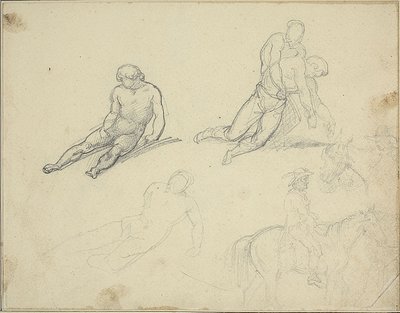 Vázlatok: Fekvő akt, Férfi támasztja a testét alkotó: Theodore Gericault