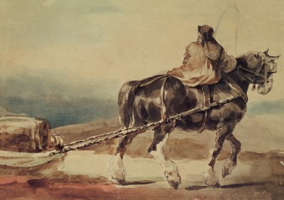 The Barge Horse (ceruza és akvarell, papír) alkotó: Theodore Gericault