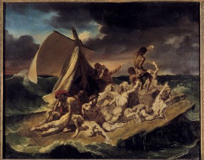 A Meduse vázlat tutaja. Theodore Gericault (1791-1824) festménye. 1816 V. 0,65 X 0,83 m. alkotó: Theodore Gericault