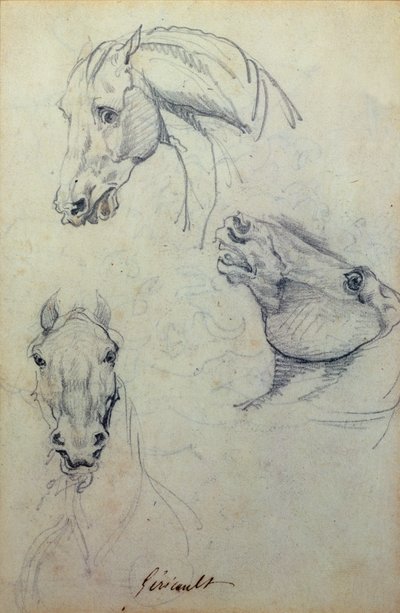 Három lófej (ceruza) alkotó: Theodore Gericault