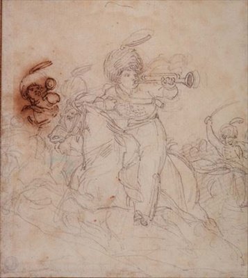 A trombitások hangja (ceruza, toll és barna tinta) alkotó: Theodore Gericault