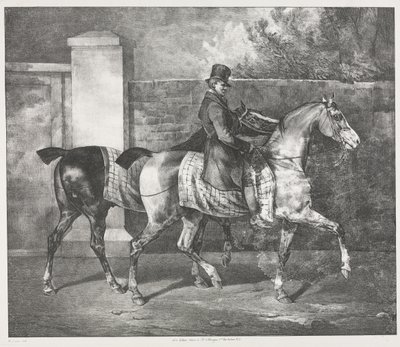 Két ló, amelyet egy zsoké lovagol alkotó: Theodore Gericault