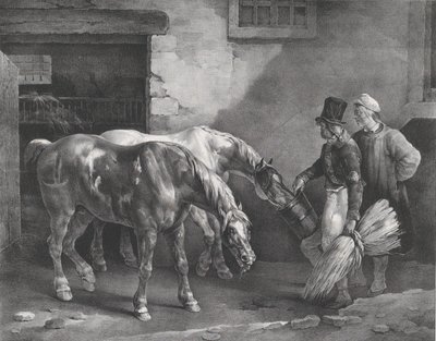 Két postaló az istálló ajtajában, 1822. alkotó: Theodore Gericault