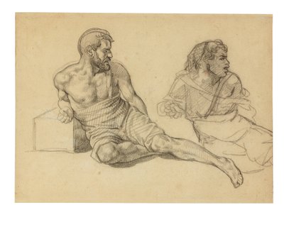 Két tanulmány az árboc lábánál ülő alakhoz alkotó: Theodore Gericault