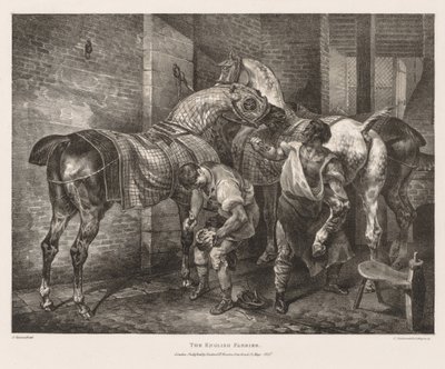 Különféle témák az életből és a kövön: Az angol patkolókovács, 1821. alkotó: Theodore Gericault
