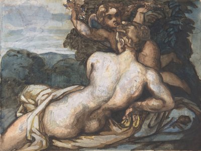 Vénusz és Ámor egy tájban, Annibale Carracci recto után, 1816-17. alkotó: Theodore Gericault