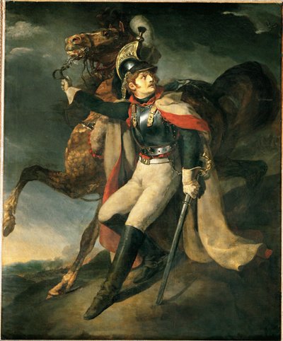 Sebesült dragonyos távozik a kereszttűzből ... alkotó: Theodore Gericault