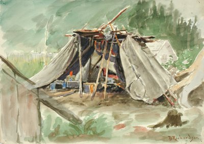 Indian Camp, Alaszka, kb. 1880-1914. alkotó: Theodore J. Richardson