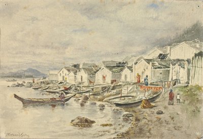 The Ranch Native Village, Sitka, 1884. alkotó: Theodore J. Richardson