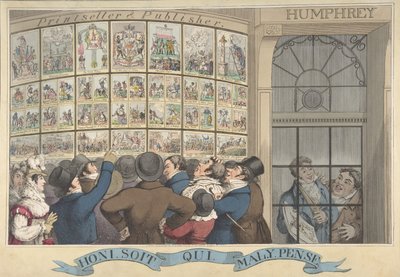 Honi. Szóval én. Qui. Mal. Y. Pense: The Caricature Shop of G. Humphrey, 27 St. James..., 1821. augusztus 12. alkotó: Theodore Lane