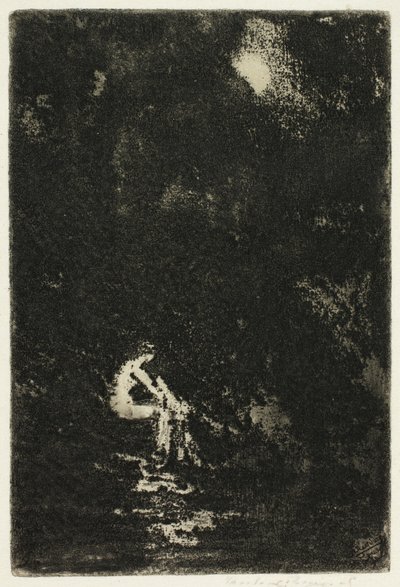 Egy nimfa fürdő, holdfény alkotó: Theodore Roussel