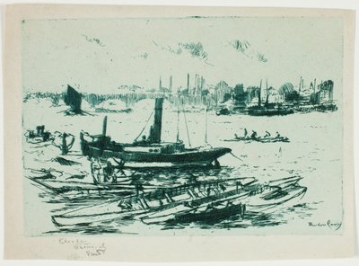 A Steam indítása, Chelsea Embankment alkotó: Theodore Roussel