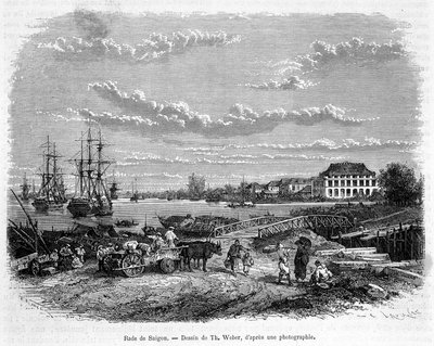 Rade de Saigon. Rajza Th. Weber, fénykép alapján. alkotó: Theodore Weber