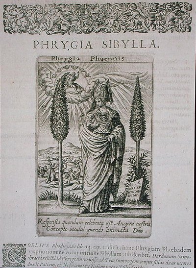Phrygia Sibylla, Jean-Jacques Boissard "De Divinationewet Magicis Praestigiis" című művének illusztrációjának másolata. alkotó: Theodore de (after) Bry