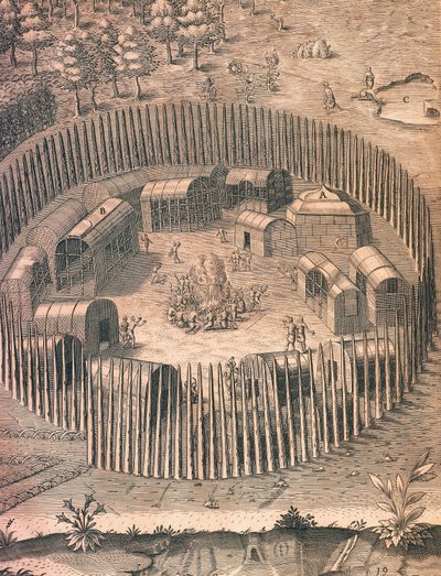 Egy megerősített indián tábor Virginiában alkotó: Theodore de Bry