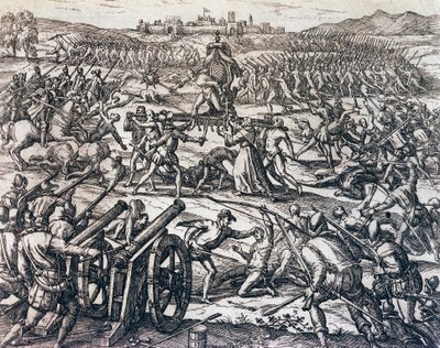 Francisco Pizarro (körülbelül 1475-1541) csapatai elfogják Atahualpa inka császárt a cajamarcai csata során, november 16-án alkotó: Theodore de Bry